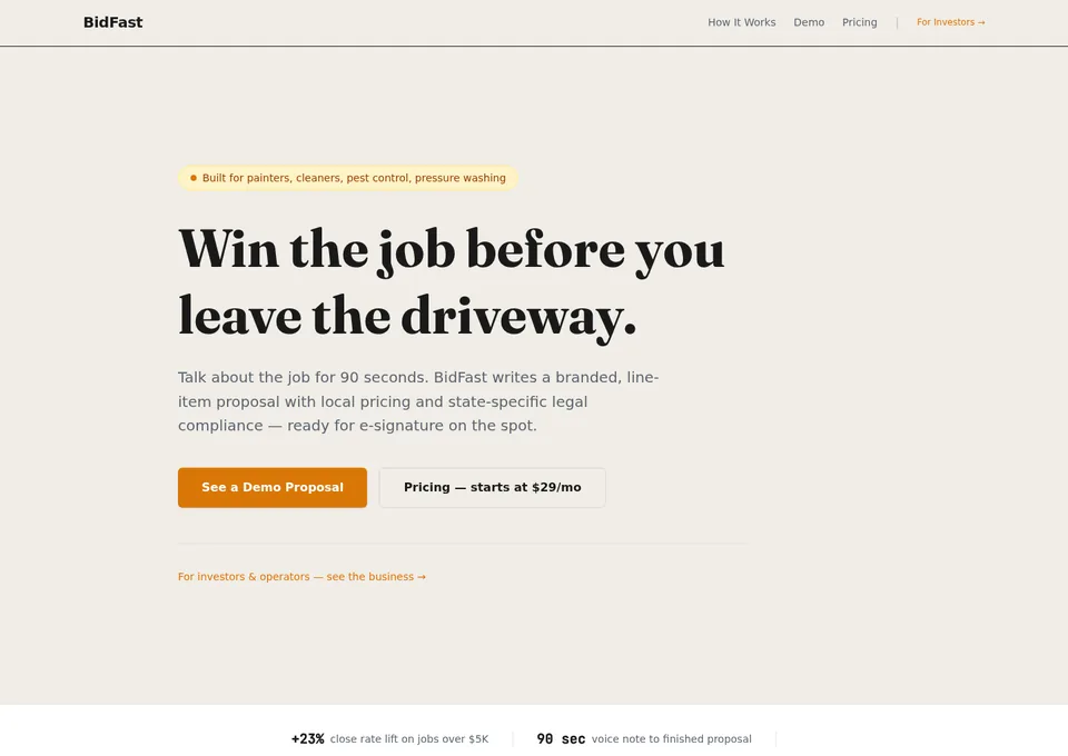 BidFast demo site preview