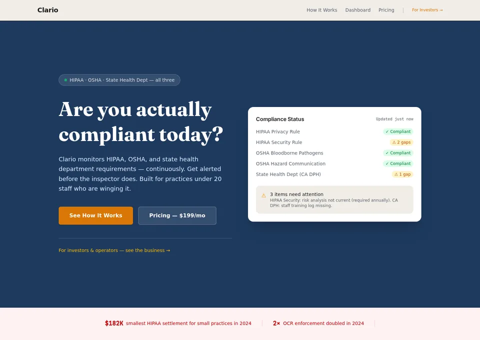 Clario demo site preview