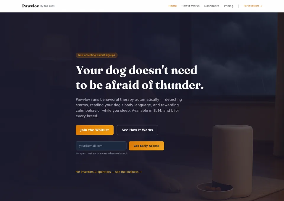 AI Dog Anxiety Desensitization Device demo site preview